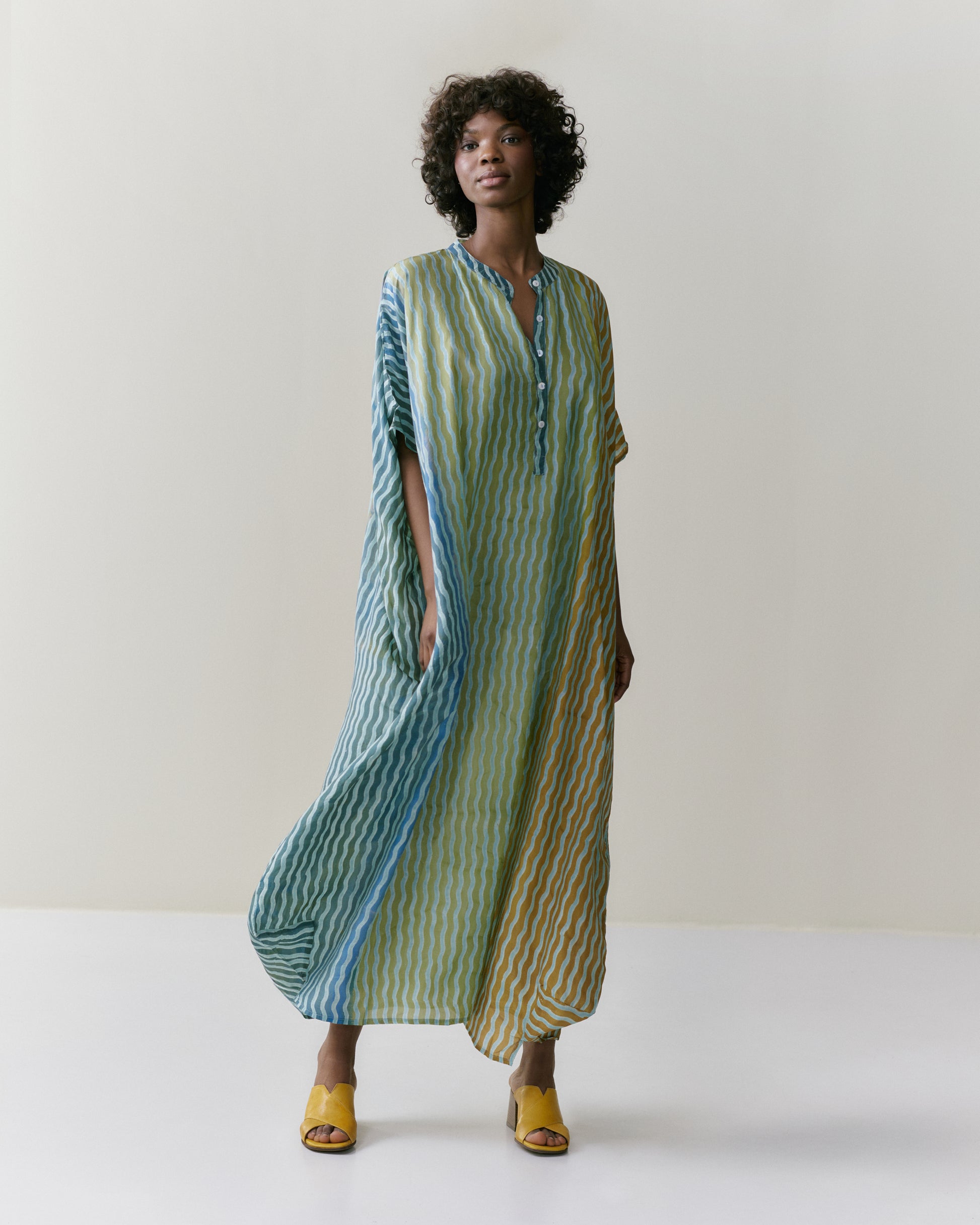 NOUS antwerp LORE silk KAFTAN river sage