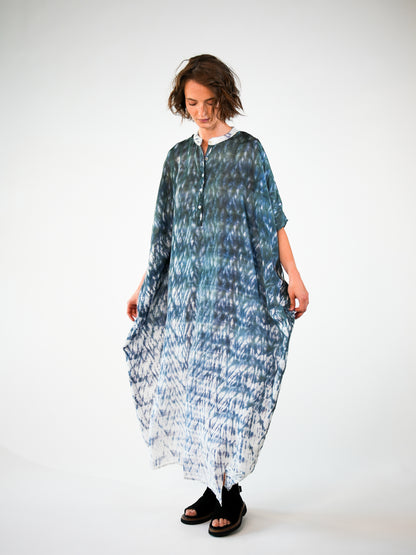 NOUS antwerp LORE silk KAFTAN waves slate