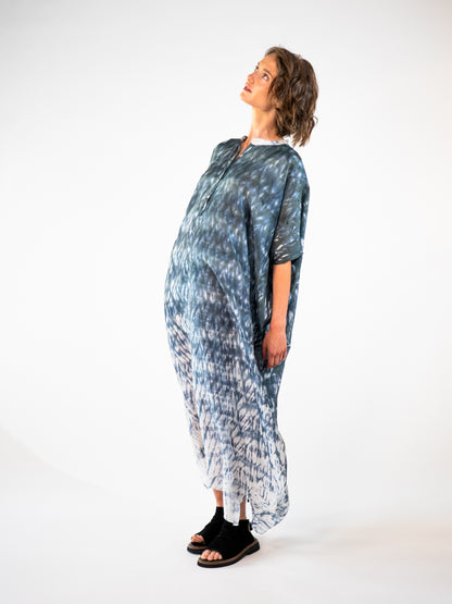 NOUS antwerp LORE silk KAFTAN waves slate