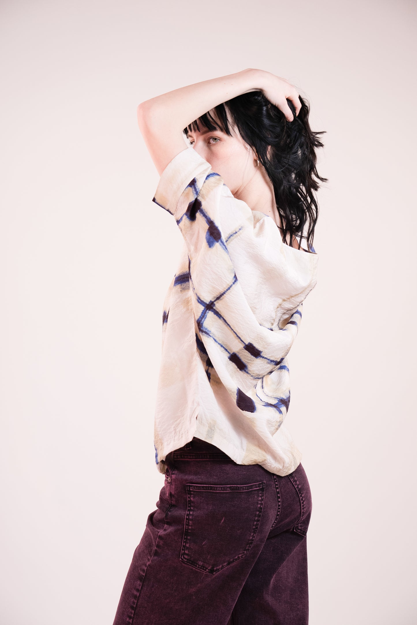 NOUS antwerp LUCIL TOP plaid print cream