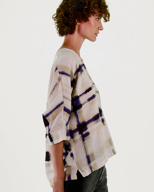 NOUS antwerp LUCIL TOP plaid print cream