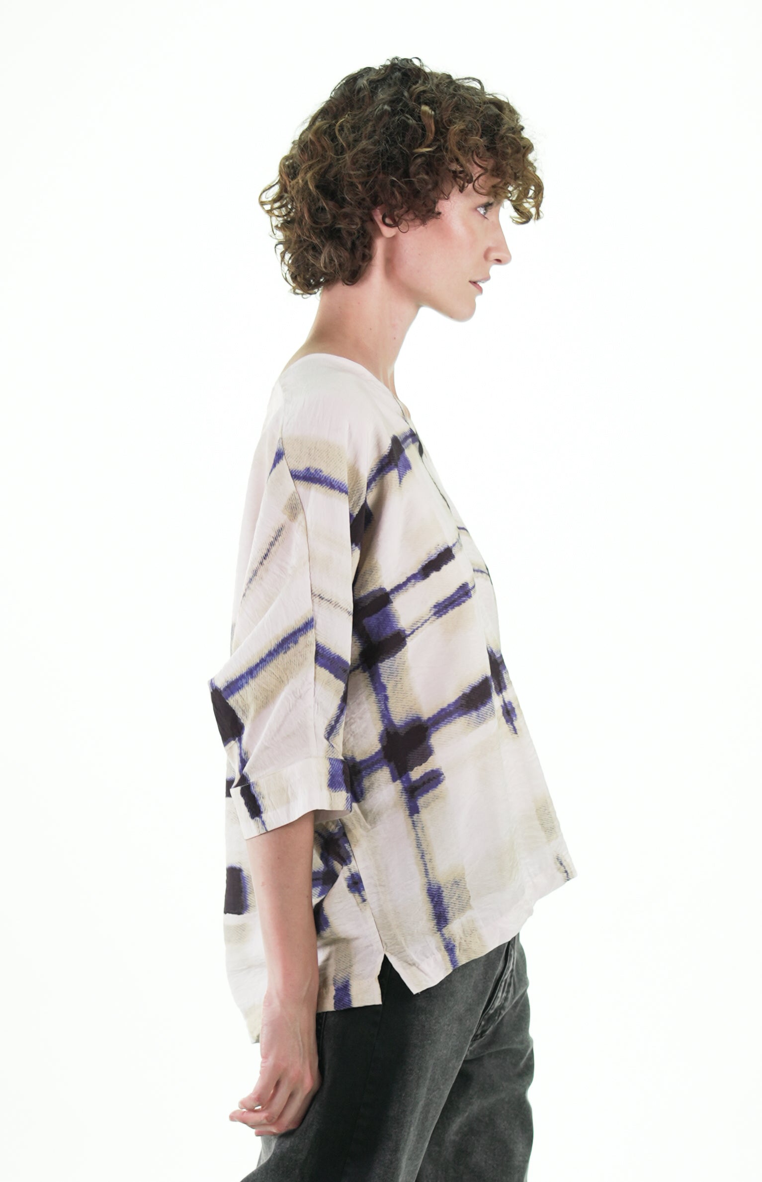 NOUS antwerp LUCIL TOP plaid print cream
