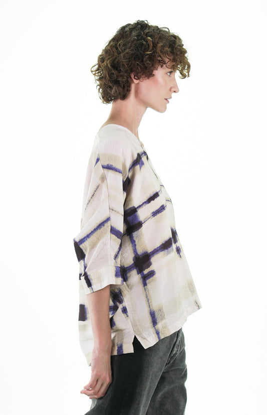 NOUS antwerp LUCIL TOP plaid print cream