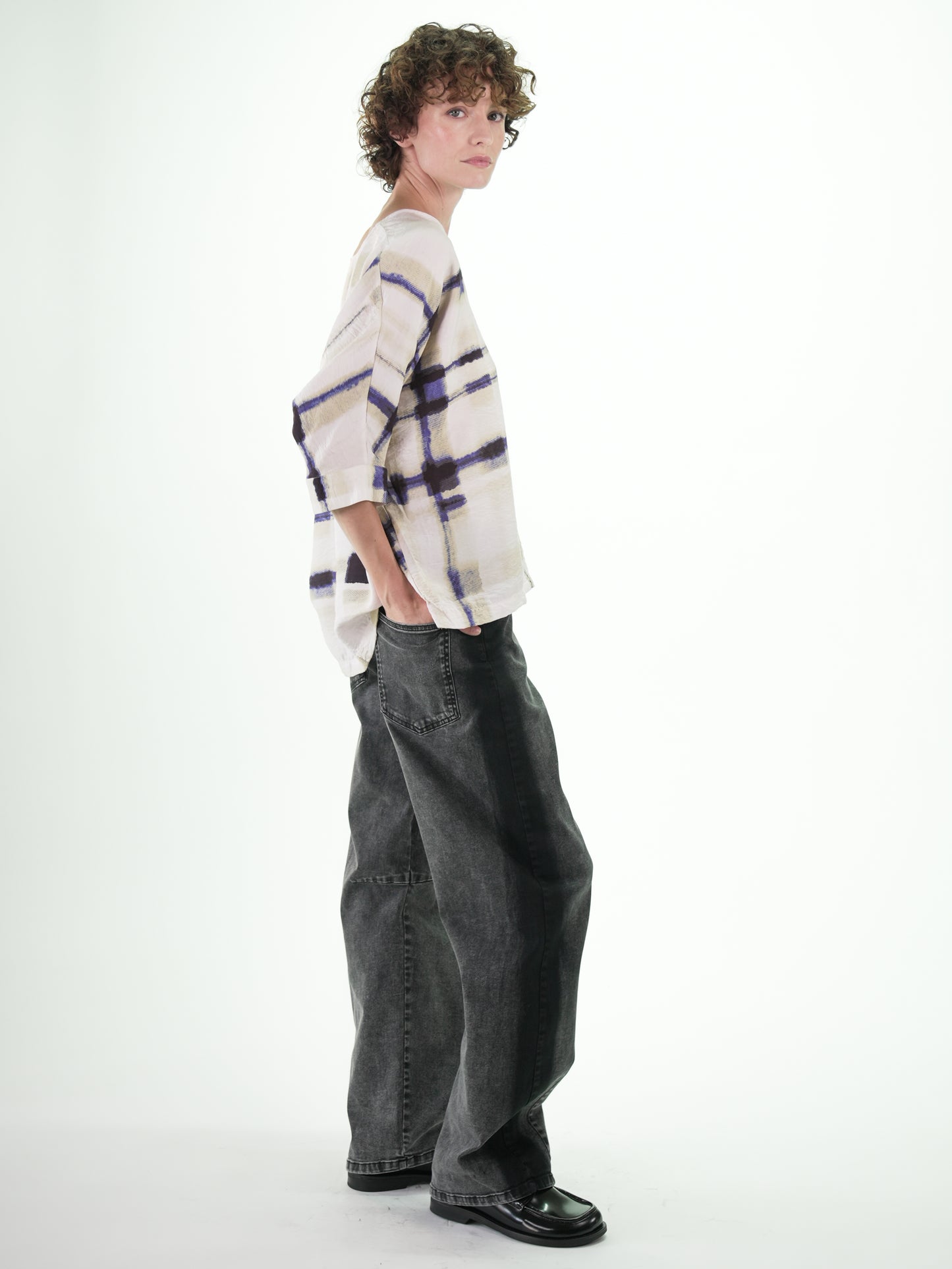 NOUS antwerp LUCIL TOP plaid print cream