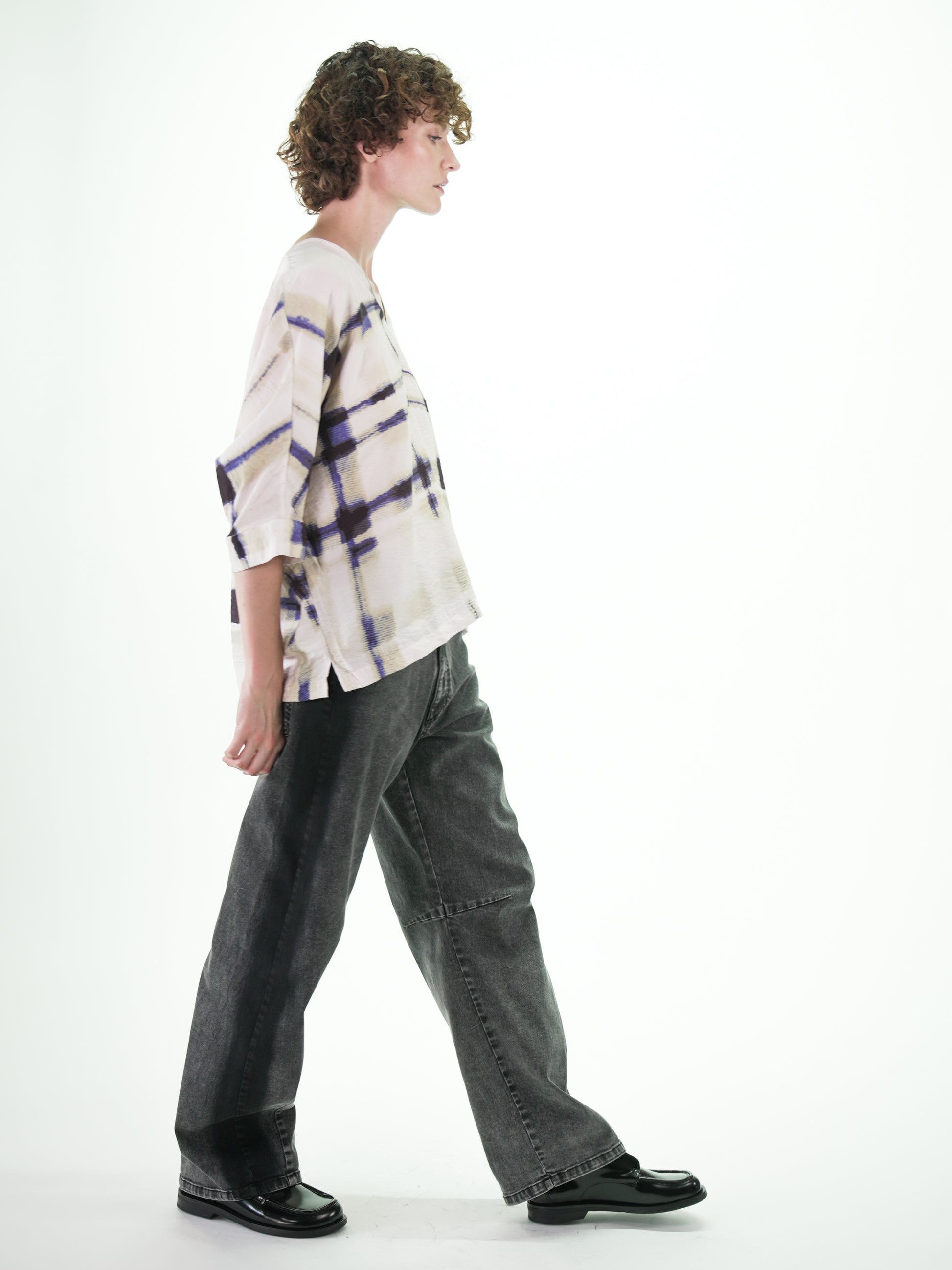 NOUS antwerp LUCIL TOP plaid print cream