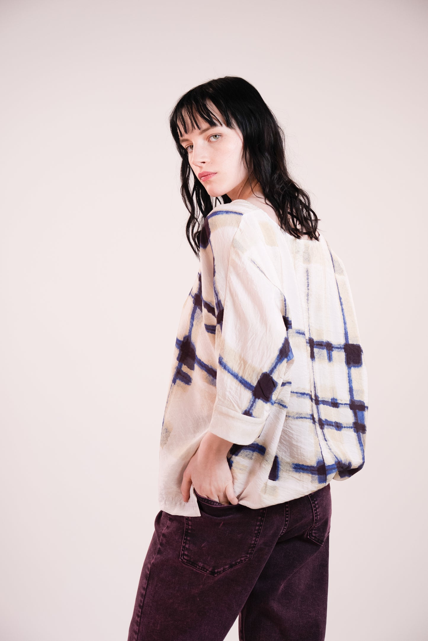 NOUS antwerp LUCIL TOP plaid print cream