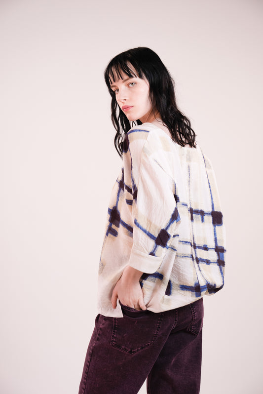 NOUS antwerp LUCIL TOP plaid print cream