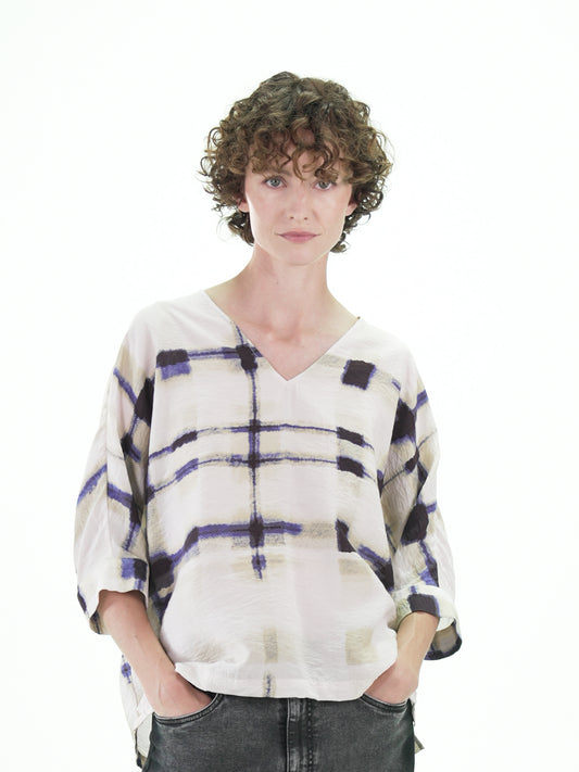 NOUS antwerp LUCIL TOP plaid print cream