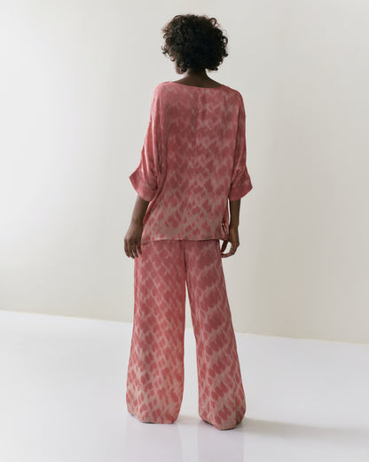 NOUS antwerp LUCIL viscose satin BLOUSE spots rouge