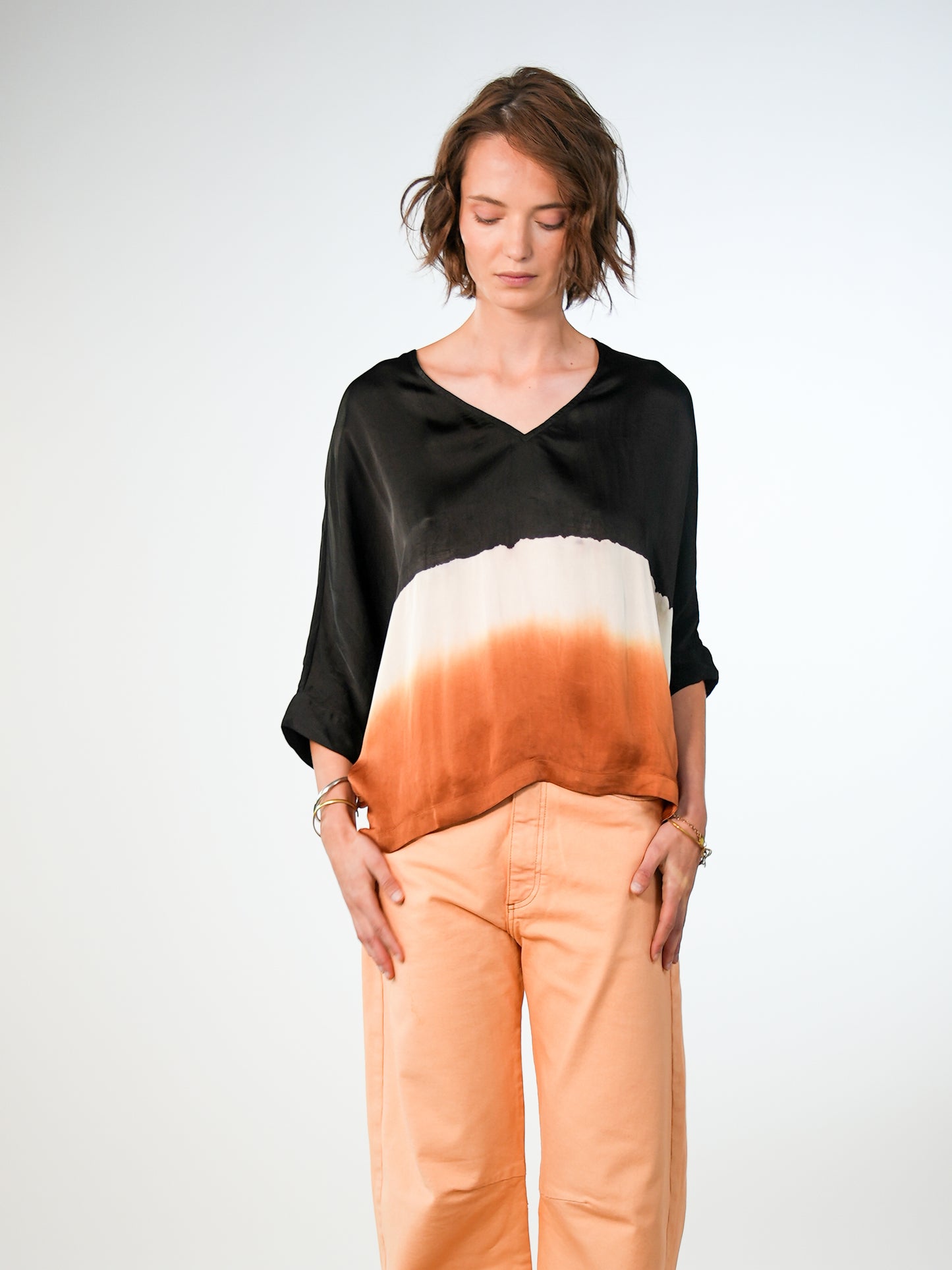 NOUS antwerp LUCIL viscose satin BLOUSE sunset blackish