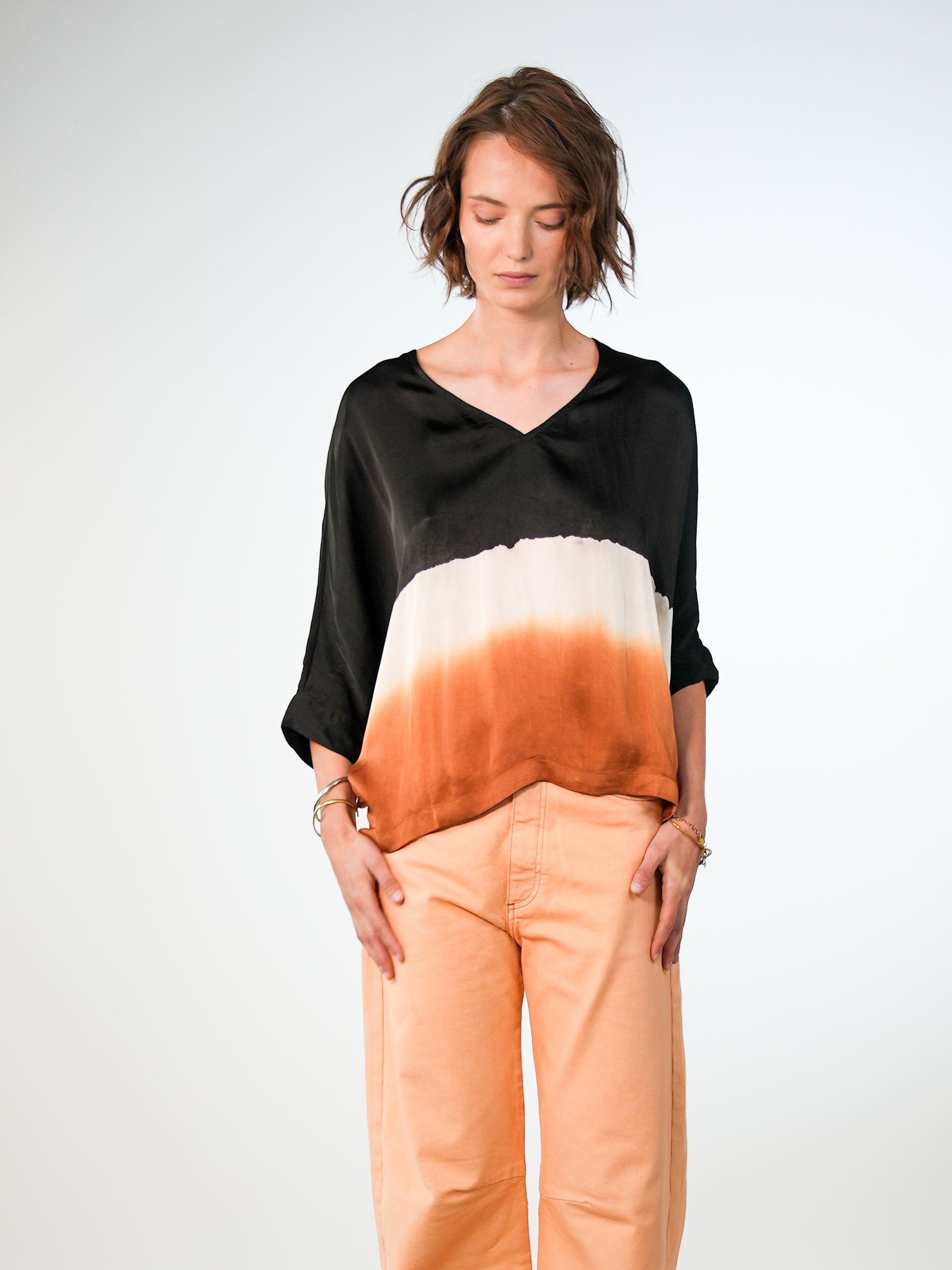 NOUS antwerp LUCIL viscose satin BLOUSE sunset blackish