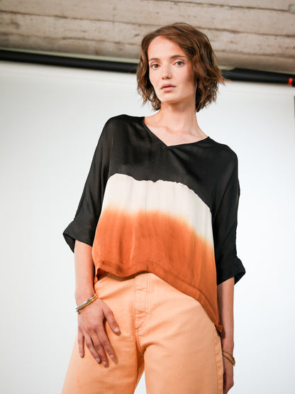 NOUS antwerp LUCIL viscose satin BLOUSE sunset blackish