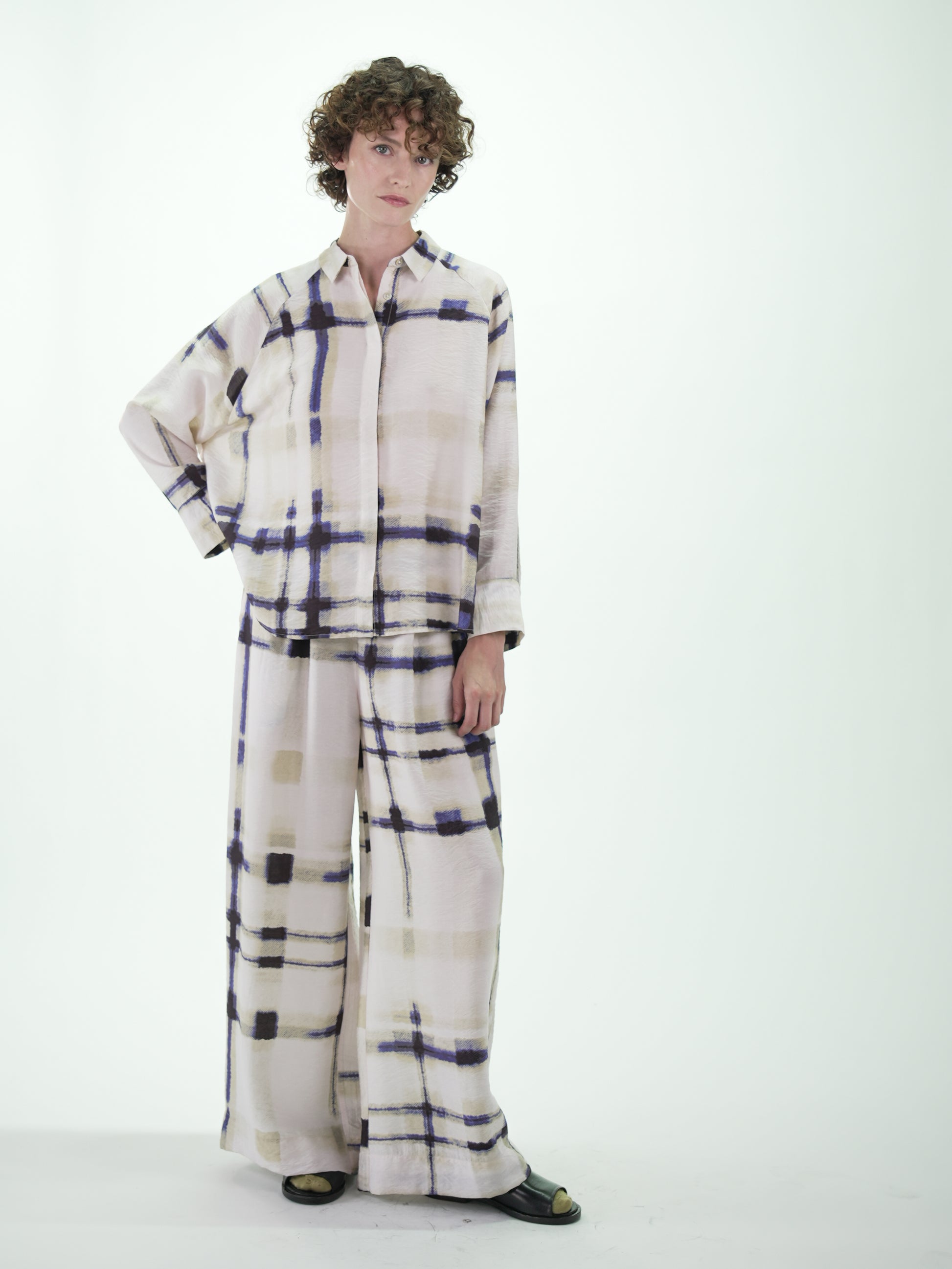 NOUS antwerp MANON PANTS plaid print cream