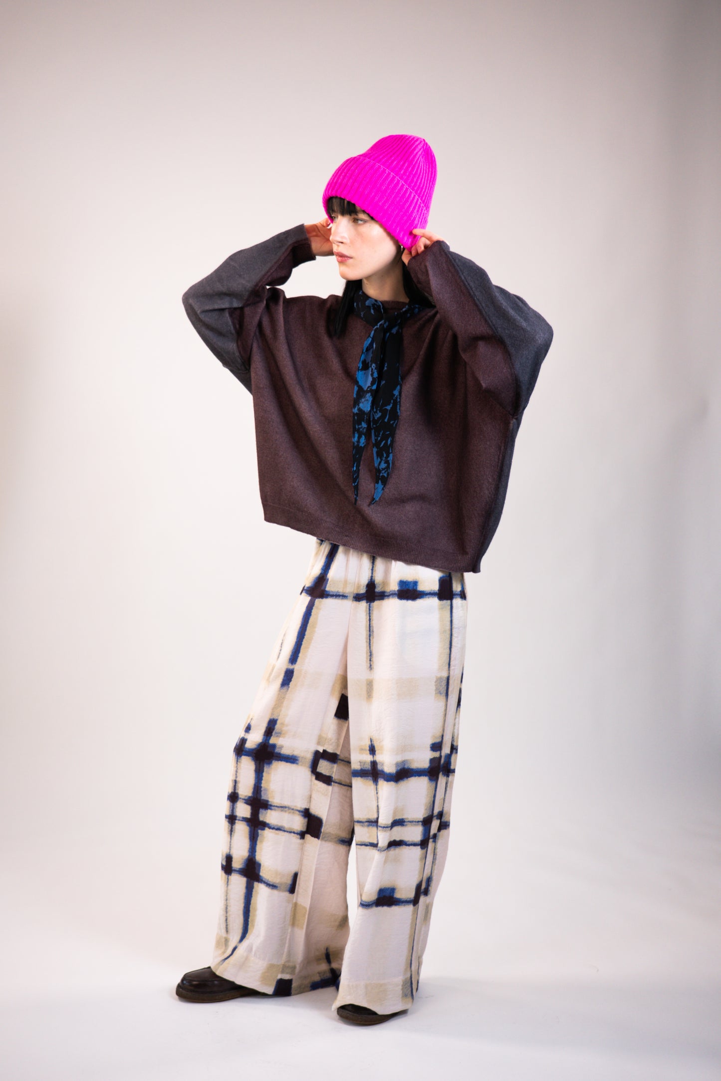 NOUS antwerp MANON PANTS plaid print cream