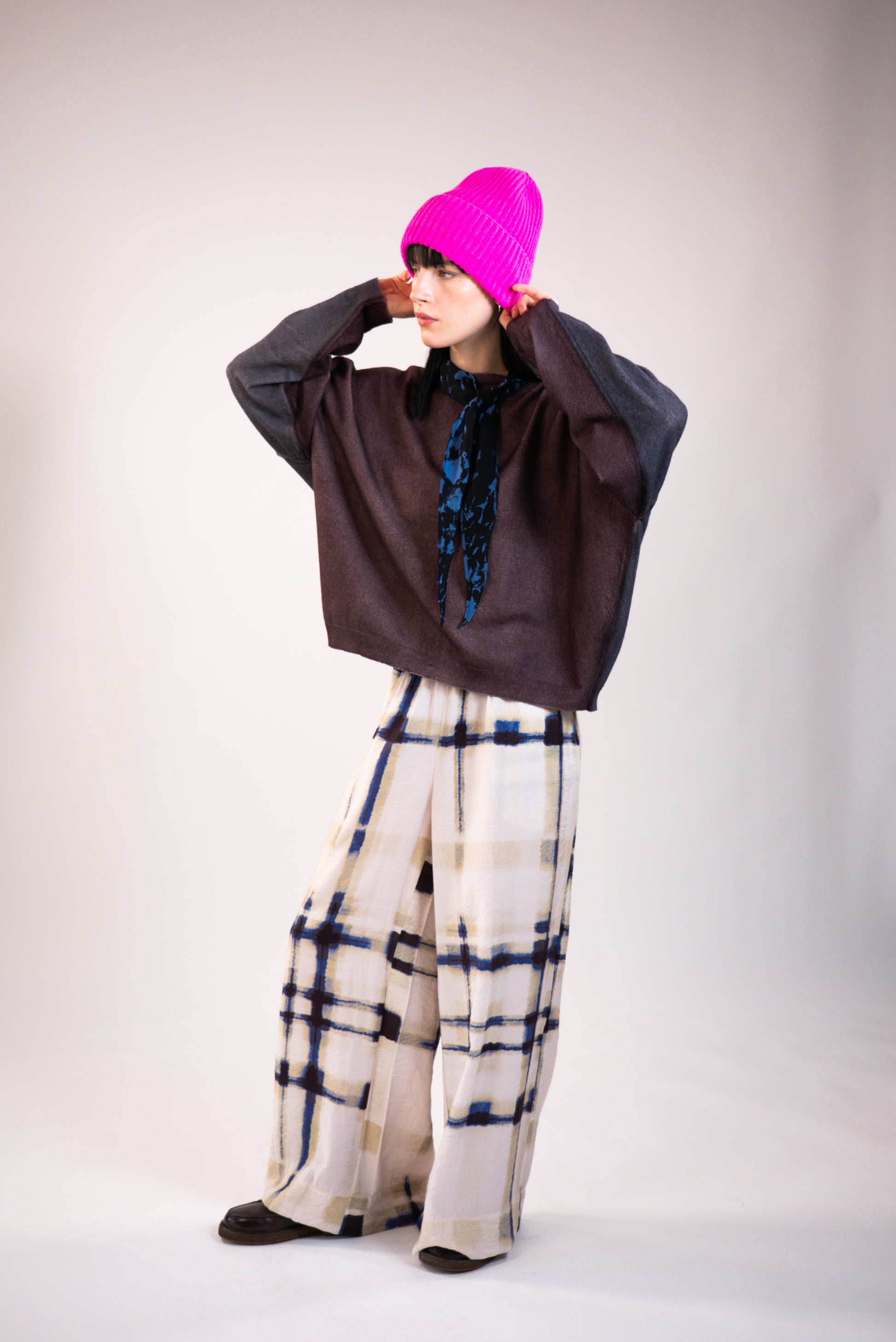 NOUS antwerp MANON PANTS plaid print cream