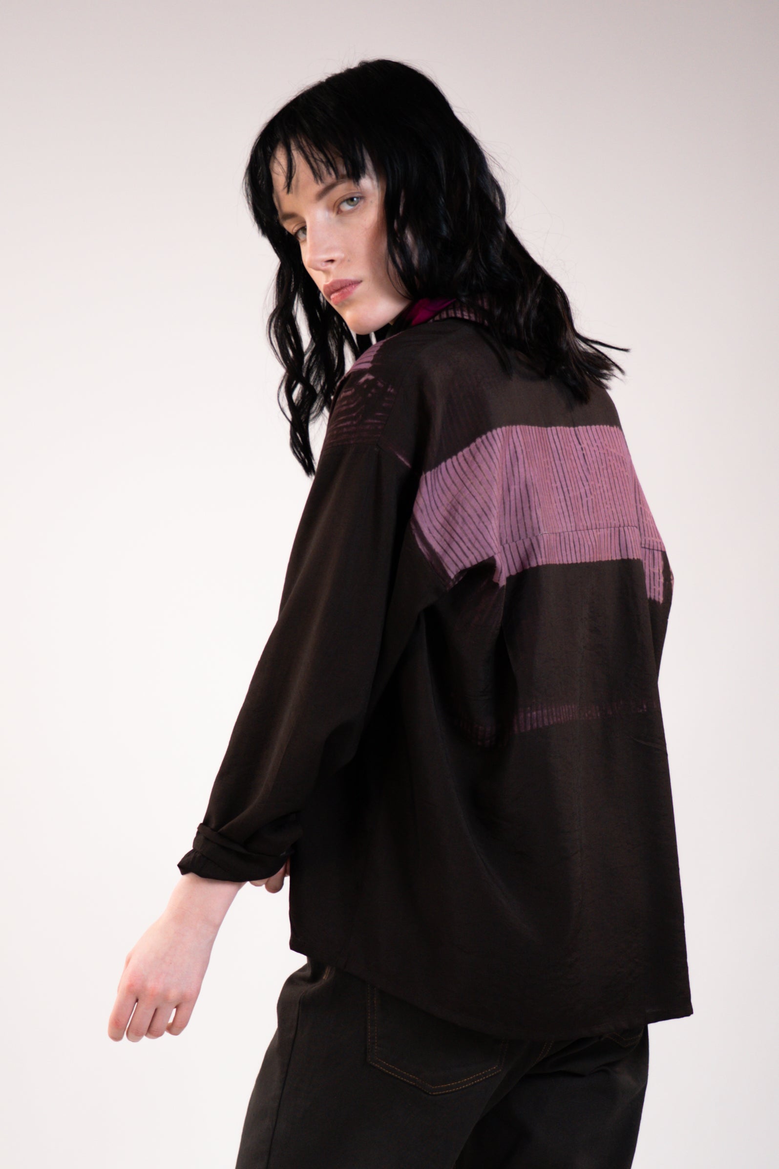 NOUS antwerp MEGHAN BLOUSE placement lines chocolate
