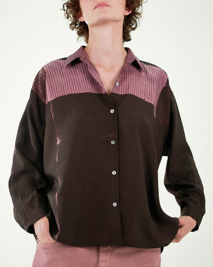 NOUS antwerp MEGHAN BLOUSE placement lines chocolate