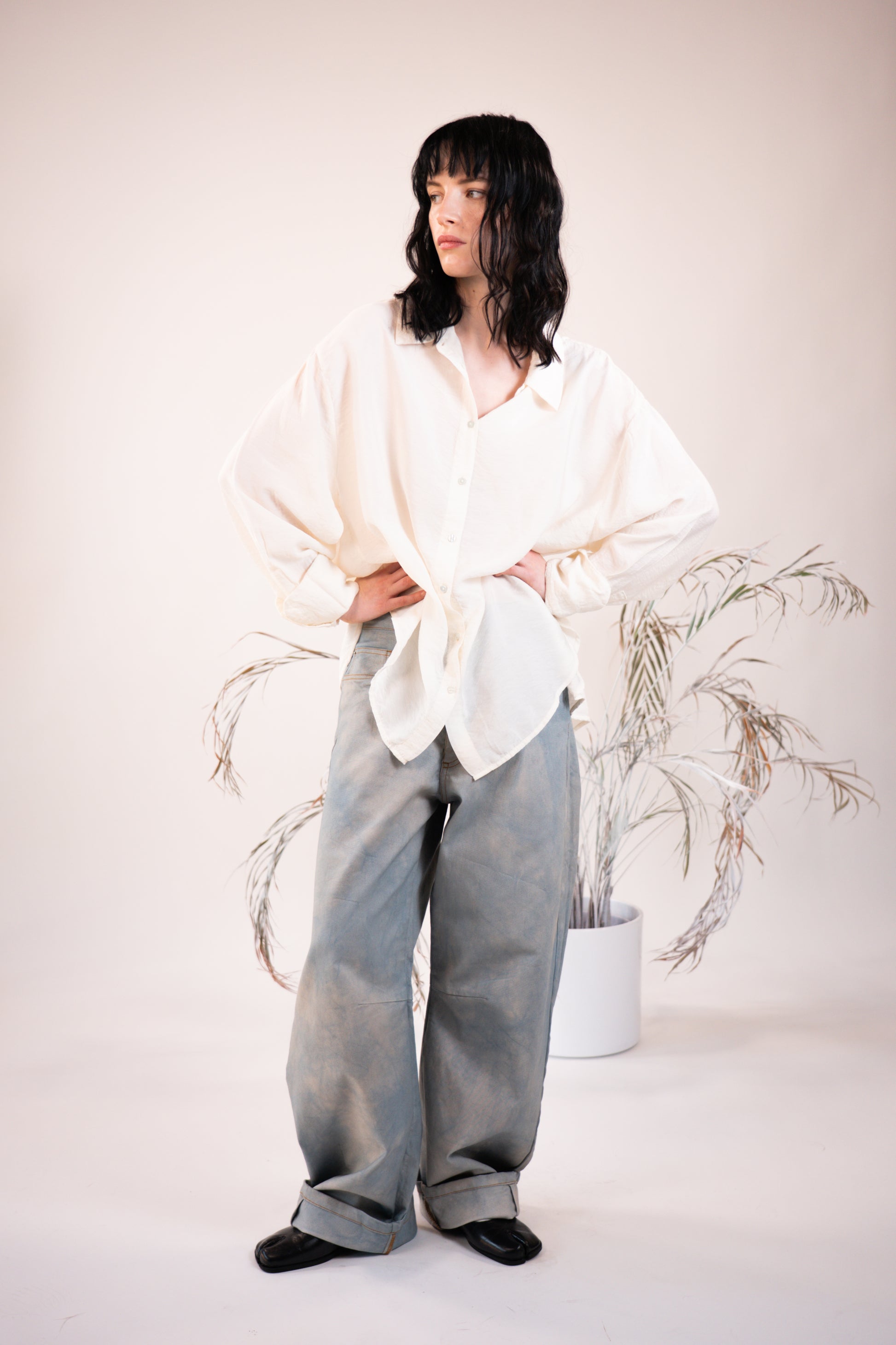 NOUS antwerp POLLY SHIRT overdye antique white